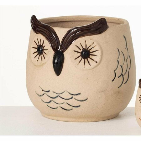 CUADRILATERO 6 in. Brown Ceramic Owl Planter, 2PK CU2741514